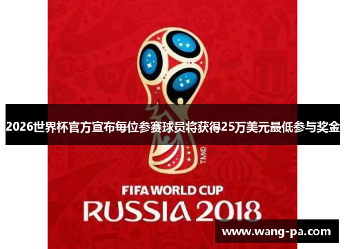 2026世界杯官方宣布每位参赛球员将获得25万美元最低参与奖金